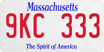MA license plate 9KC333