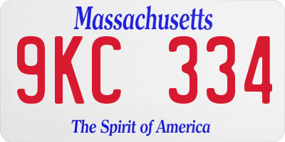 MA license plate 9KC334