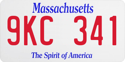 MA license plate 9KC341