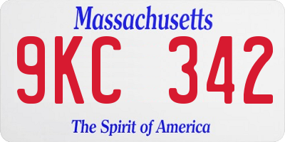 MA license plate 9KC342