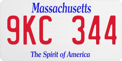 MA license plate 9KC344