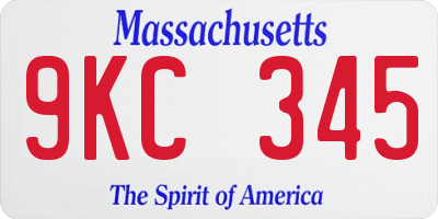 MA license plate 9KC345