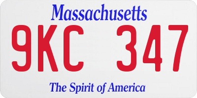 MA license plate 9KC347