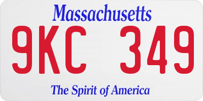 MA license plate 9KC349