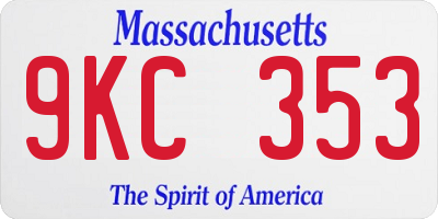 MA license plate 9KC353