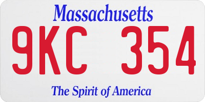 MA license plate 9KC354