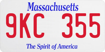 MA license plate 9KC355