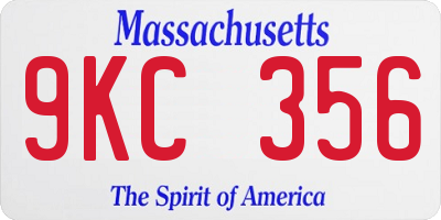 MA license plate 9KC356