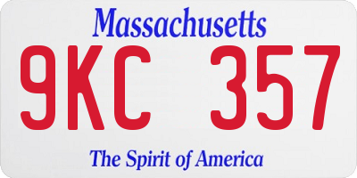 MA license plate 9KC357