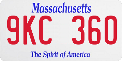 MA license plate 9KC360