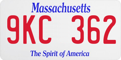 MA license plate 9KC362