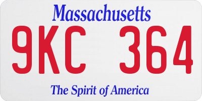 MA license plate 9KC364