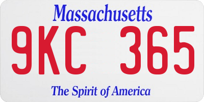 MA license plate 9KC365