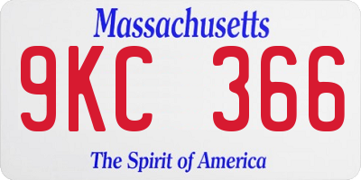 MA license plate 9KC366