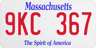 MA license plate 9KC367