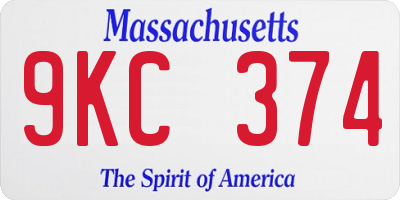 MA license plate 9KC374
