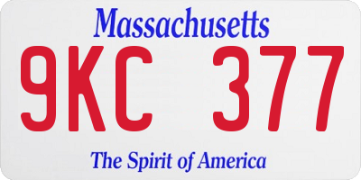 MA license plate 9KC377