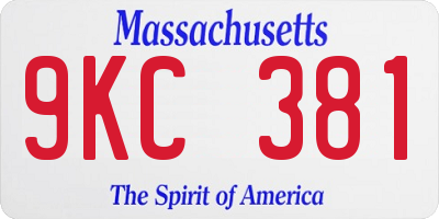 MA license plate 9KC381