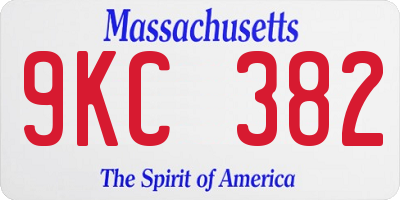 MA license plate 9KC382