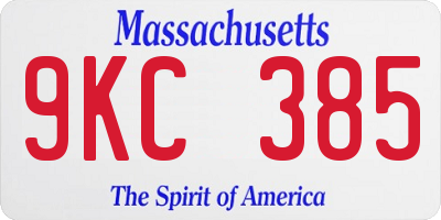 MA license plate 9KC385
