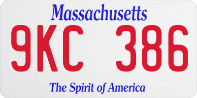 MA license plate 9KC386