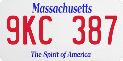 MA license plate 9KC387