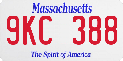 MA license plate 9KC388
