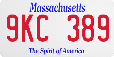 MA license plate 9KC389