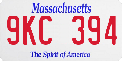 MA license plate 9KC394