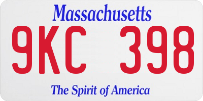 MA license plate 9KC398
