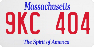 MA license plate 9KC404