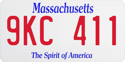 MA license plate 9KC411