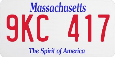 MA license plate 9KC417
