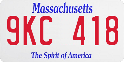 MA license plate 9KC418