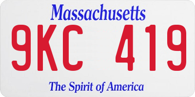 MA license plate 9KC419