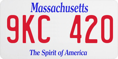 MA license plate 9KC420