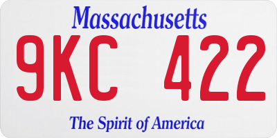 MA license plate 9KC422