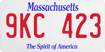 MA license plate 9KC423