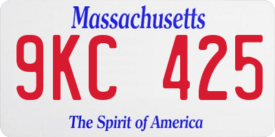 MA license plate 9KC425