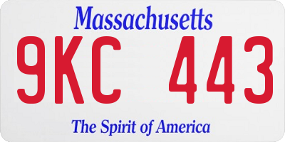 MA license plate 9KC443