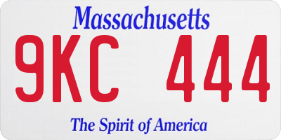 MA license plate 9KC444