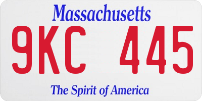 MA license plate 9KC445
