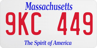 MA license plate 9KC449