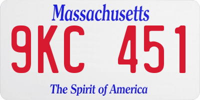MA license plate 9KC451
