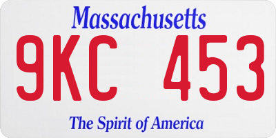 MA license plate 9KC453