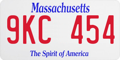 MA license plate 9KC454