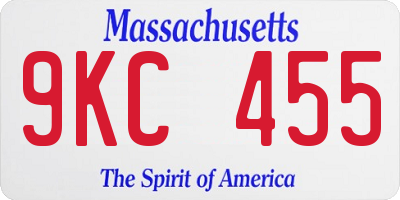 MA license plate 9KC455