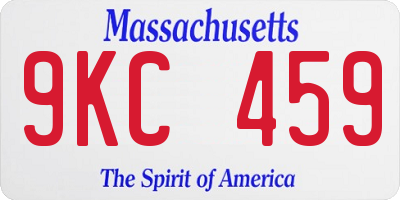 MA license plate 9KC459