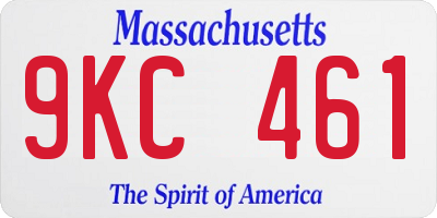 MA license plate 9KC461
