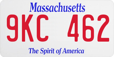 MA license plate 9KC462